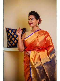 Shobitam - Orange Dusk To Dawn Cotton Tissue Drape Saree without Blouse