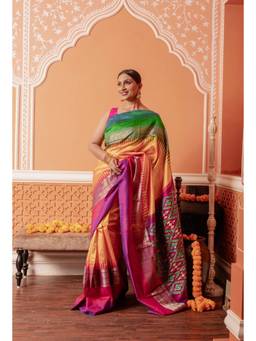 Shobitam - Multi-Colour Mahima Drape Saree with Unstitched Blouse