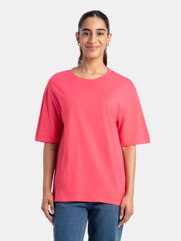Jockey - A156 Women Super Combed Cotton Oversized T-Shirt - Rogue Red