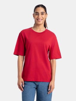 Jockey - A156 Women Super Combed Cotton Oversized T-Shirt - Rhythmic Red