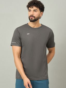 Dida - Men's Grey Polyester Crew Neck T-Shirt