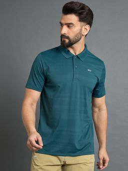 Dida - Men's Blue Polyester Collar Neck Polo T-Shirt