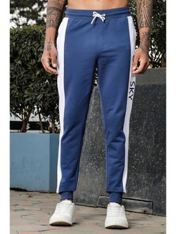 ONE SKY - Men Navy Blue Typography Print Cotton Blend Joggers