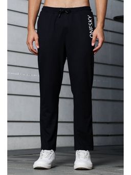 ONE SKY - Men Black Typography Print Cotton Blend Trackpant