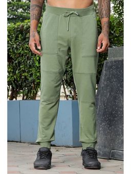 ONE SKY - Men Olive Solid Cotton Joggers