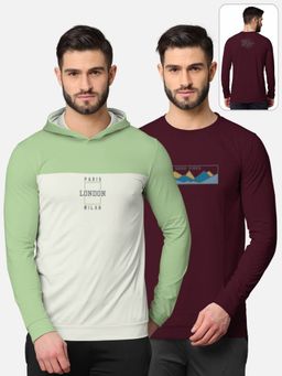 BULLMER - Trendy Front & Back Printed Full Sleeve T-shirt For Men Multi-color (Pack of 2)