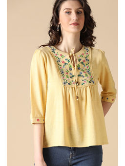 Gipsy - Yellow Fashion Cotton Tunic Top