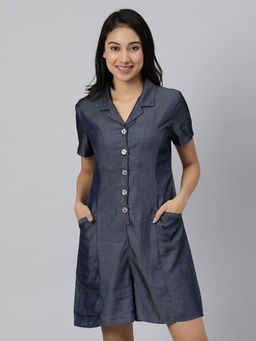 RAREISM - Blue Solid-plain Jumpsuits