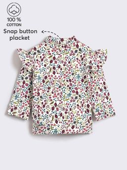 Hopscotch - Purple Pure Cotton Ruffle Embellished Sweatshirt