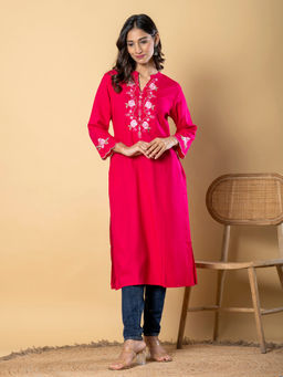 Readiprint - Straight Style Rayon Fabric Pink Color Kurta