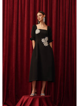 AMOSHI - Black Leur Embellished Midi Dress