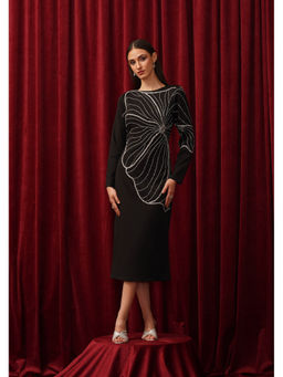 AMOSHI - Black Papillion Embellished Midi Dress