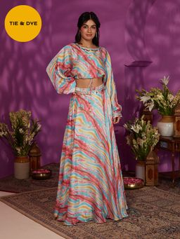 Gajra Gang - Rangeen Gypsy Coin Laced Blouson Top & Skirt GGLEH55 (Set of 2)