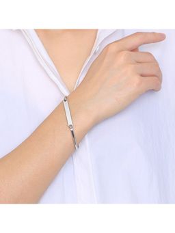Yellow Chimes - Silver - toned Stainless Steel Tag Kada Bangle Bracelet