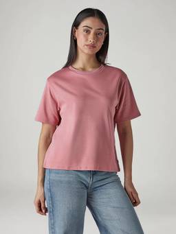 Levi's - Pink Solid/Plain Half Sleeves Relaxed T-Shirt