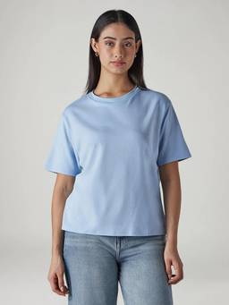 Levi's - Blue Solid/Plain Half Sleeves Relaxed T-Shirt