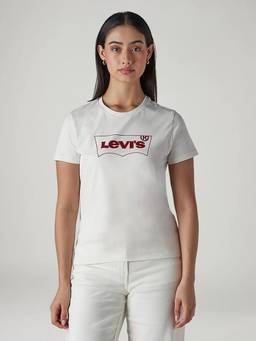 Levi's - Off White Graphic Half Sleeves Slim T-Shirt