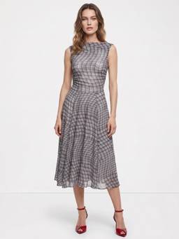 Cover Story - Grey Printed Sleeveless Regular Dress