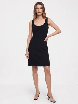 Cover Story - Black Solid/Plain Sleeveless A-Line Dress