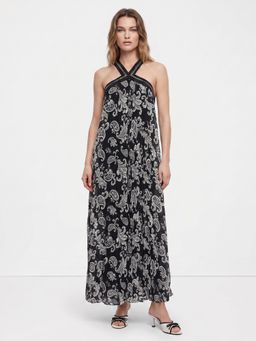 Cover Story - Black Paisley Sleeveless A-Line Dress