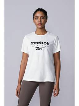 Reebok - White Typography Half Sleeves Regular T-Shirt