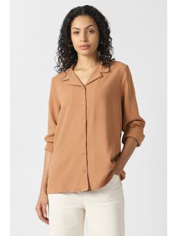 Van Heusen - Peach Textured Full Sleeves Regular Shirt