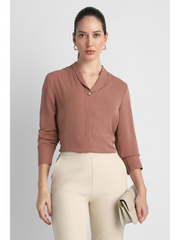 Van Heusen - Nude Solid/Plain Full Sleeves Regular Shirt