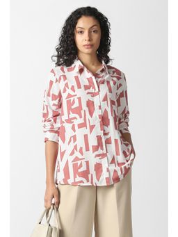 Van Heusen - White Printed Full Sleeves Regular Shirt