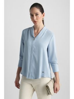 Van Heusen - Blue Solid/Plain Full Sleeves Regular Shirt