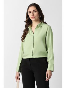 Van Heusen - Green Solid/Plain Full Sleeves Regular Shirt