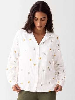 max - Off White Floral Full Sleeves Regular Shirt