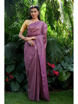 Beatitude - Purple Kota Handwoven Banswara Silk Saree with Unstitched Blouse