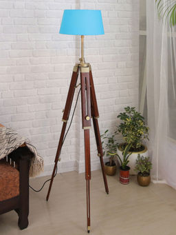 Homesake - Tripod Floor Lamp Wood Nautical Sky Shade