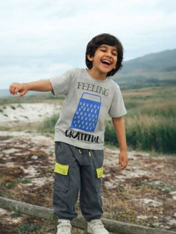 Somersault - Boys Grey Cotton Printed T-Shirt with Pant