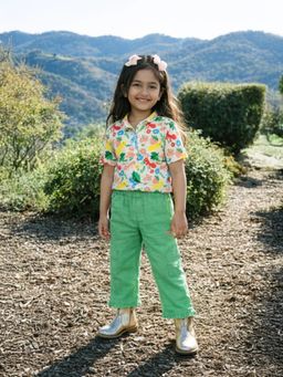 Somersault - Girls Multi-Color Cotton Floral Top with Pant