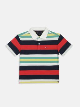 Tommy Hilfiger - Boys Multi-Color Cotton Stripes Polo T-Shirt