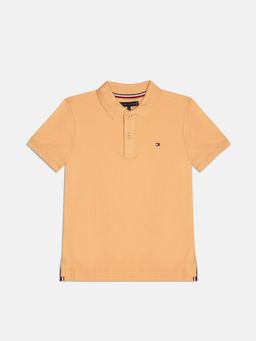 Tommy Hilfiger - Boys Orange Cotton Solid Polo T-Shirt