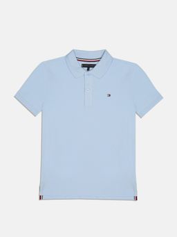 Tommy Hilfiger - Boys Blue Cotton Solid Polo T-Shirt