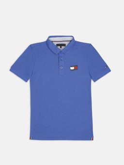 Tommy Hilfiger - Boys Blue Cotton Solid Polo T-Shirt