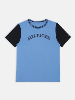 Tommy Hilfiger - Boys Blue Cotton Typography T-Shirt