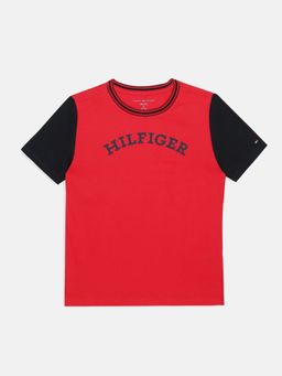 Tommy Hilfiger - Boys Red Cotton Typography T-Shirt