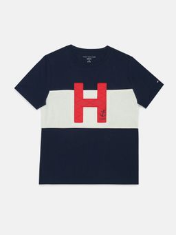 Tommy Hilfiger - Boys Navy Blue Cotton Typography T-Shirt