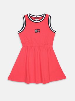 Tommy Hilfiger - Girls Red Cotton Solid Dress