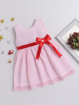 The Magic Wand - Girls White Polyester Printed Dress