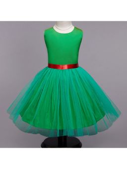 The Magic Wand - Girls Green Polyester Solid Dress