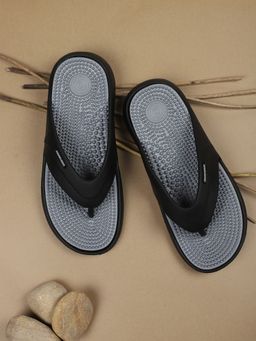 Carlton London - Solid Grey & Black Thong Flip-flops