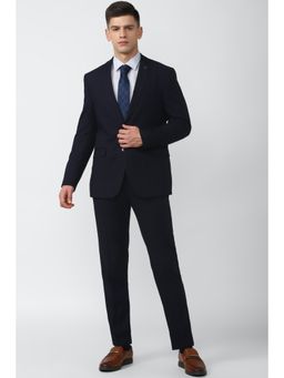 Van Heusen - Men Navy Solid Slim Fit Formal Two Piece Suit (Set of 2)