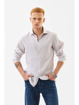 Snitch - Light Grey Solid Full Sleeves Slim Casual Shirt for Men