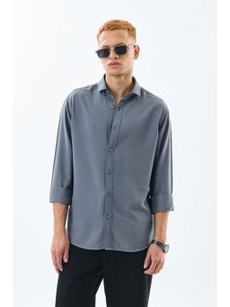Snitch - Grey Solid Full Sleeves Slim Casual Shirt for Men
