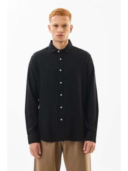 Snitch - Black Solid Full Sleeves Slim Casual Shirt for Men